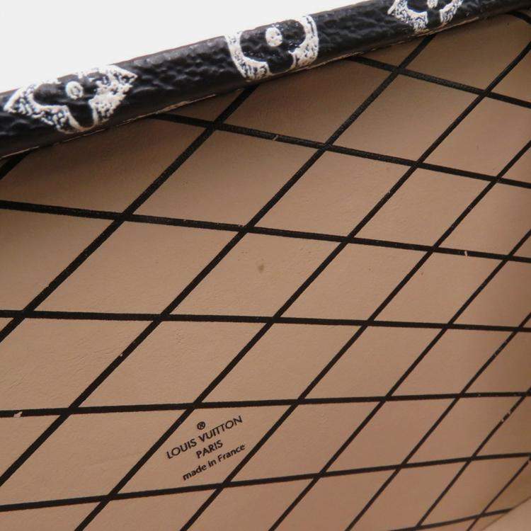 Pre Owned Louis Vuitton Monogram Catgram Petite Malle Shoulder Bag Clutch In Black