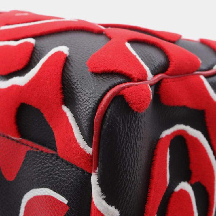 Pre Owned Louis Vuitton Keepall Bandouliere 45 Boston Bag Coated Canvas And Leather Black Red