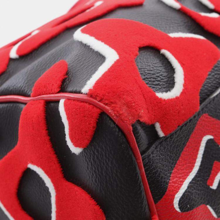 Pre Owned Louis Vuitton Keepall Bandouliere 45 Boston Bag Coated Canvas And Leather Black Red