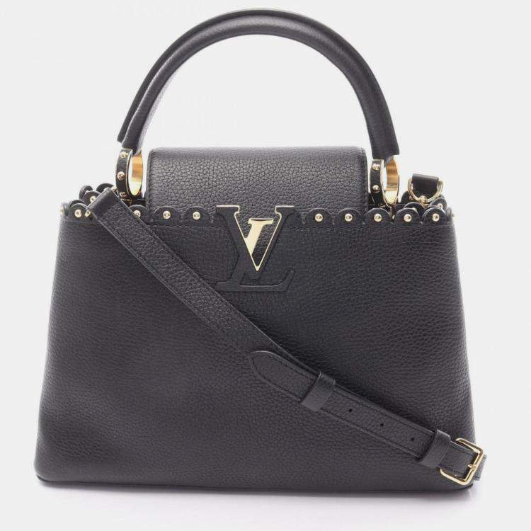 Pre Owned Louis Vuitton Capucines Pm Handbag In Taurillon Leather Black