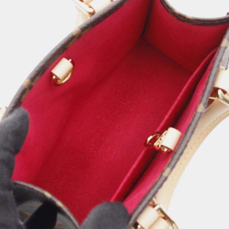 Pre Owned Louis Vuitton On The Go Bb Handbag Coated Canvas And Leather Monogram Brown