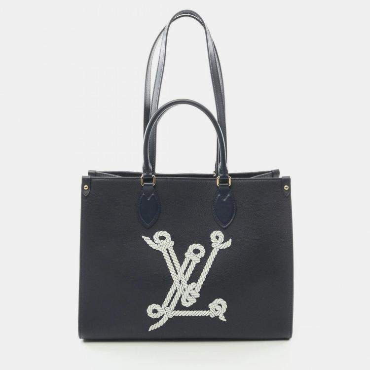 Pre Owned Louis Vuitton On The Go Mm Sailor'S Knot Nautical 1022 Tote Bag Leather Navy