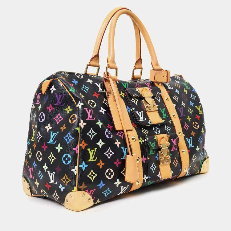 Pre Owned Louis Vuitton 2003 Black/Multicolour Monogram Keepall 45 Bag