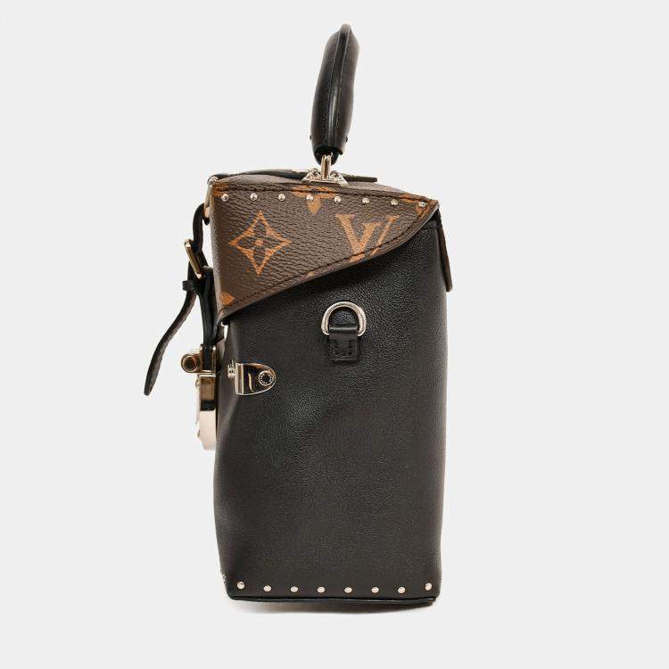 Pre Owned Louis Vuitton Black Leather Monogram 'Camera Box' Top Handle with Strap