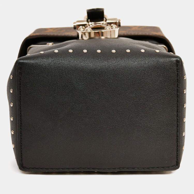 Pre Owned Louis Vuitton Black Leather Monogram 'Camera Box' Top Handle with Strap