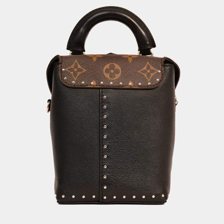 Pre Owned Louis Vuitton Black Leather Monogram 'Camera Box' Top Handle with Strap