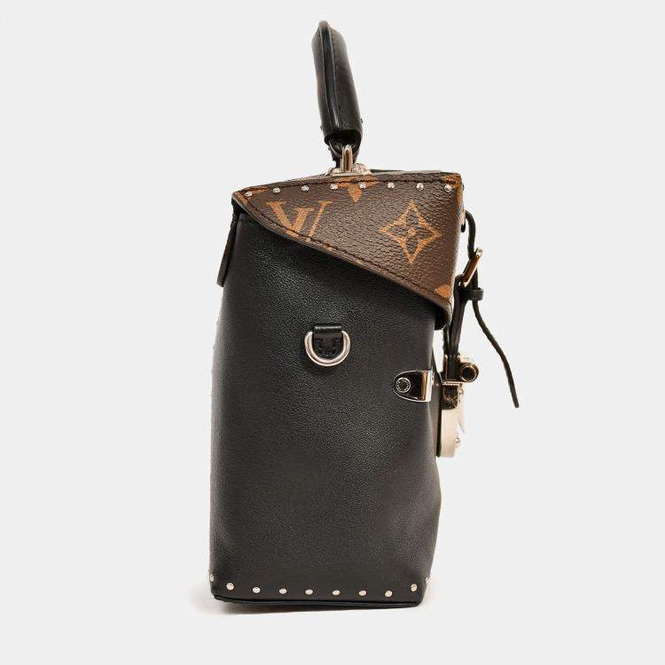 Pre Owned Louis Vuitton Black Leather Monogram 'Camera Box' Top Handle with Strap