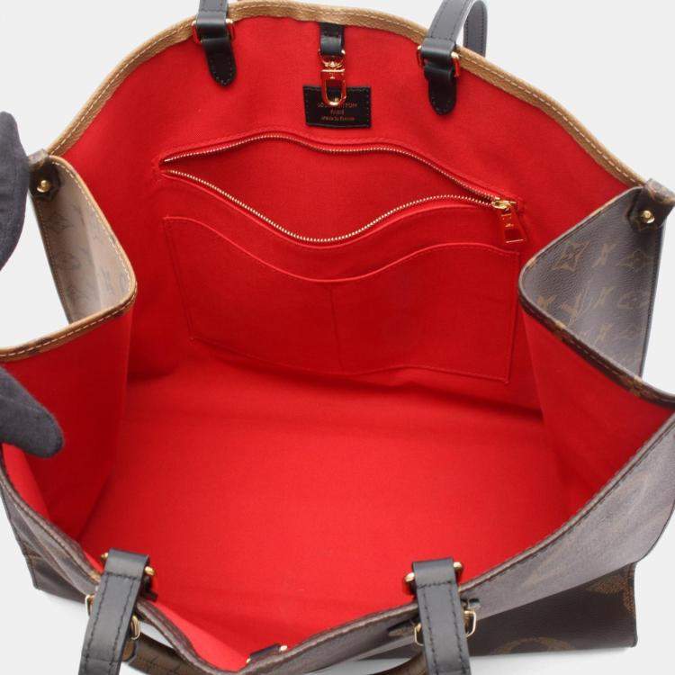 Pre Owned Louis Vuitton On The Go GM Brown Monogram Giant Reverse Canvas Shoulder Bag