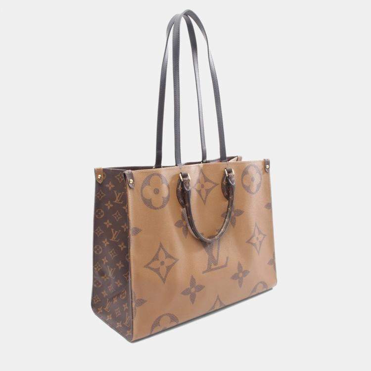 Pre Owned Louis Vuitton On The Go GM Brown Monogram Giant Reverse Canvas Shoulder Bag