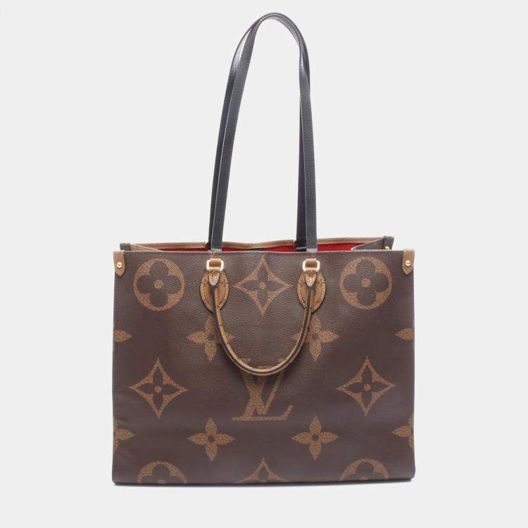 Pre Owned Louis Vuitton On The Go GM Brown Monogram Giant Reverse Canvas Shoulder Bag