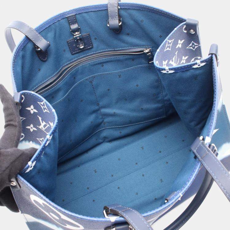 Pre Owned Louis Vuitton LV Escale On The Go GM Blue Monogram Giant Canvas Shoulder Bag