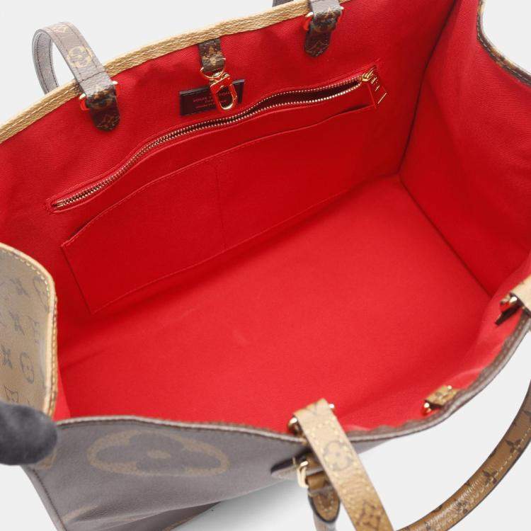 Pre Owned Louis Vuitton On The Go GM Brown Monogram Giant Reverse Canvas Tote Bag