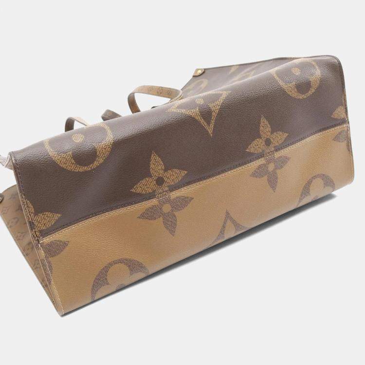 Pre Owned Louis Vuitton On The Go GM Brown Monogram Giant Reverse Canvas Tote Bag