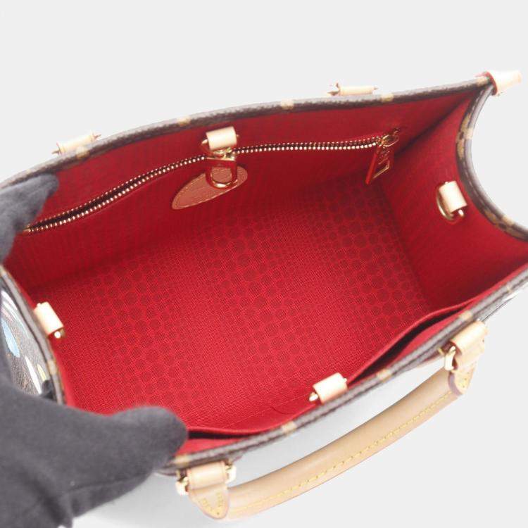 Pre Owned Louis Vuitton On The Go MM Yayoi Kusama Brown Monogram Canvas Tote Bag
