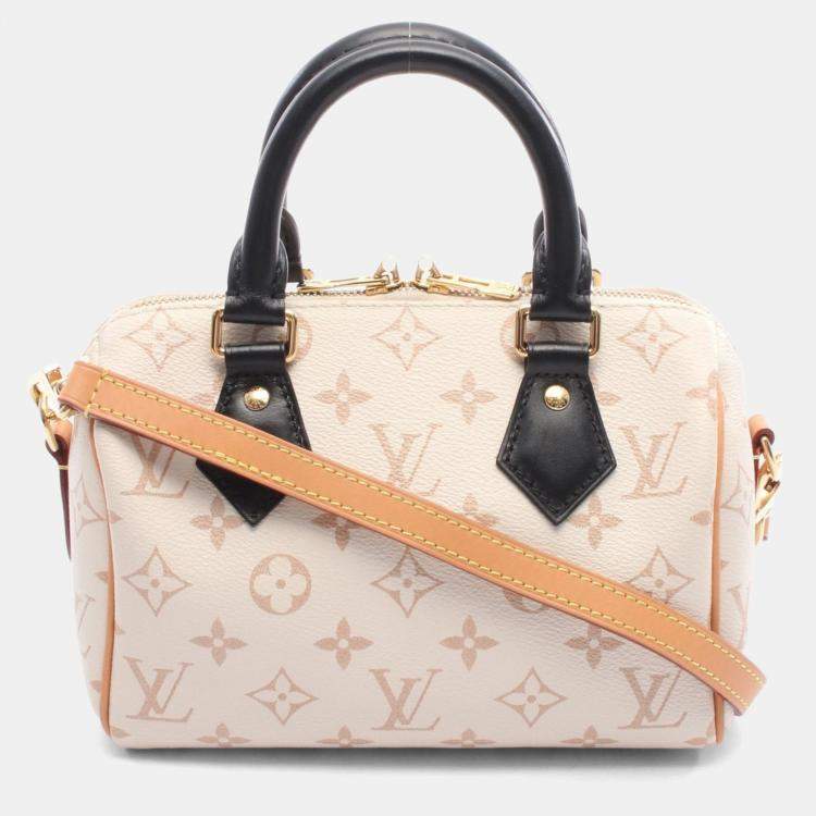 Pre Owned Louis Vuitton Speedy Bandouliere 20 Dune Beige Monogram Canvas Crossbody Bag