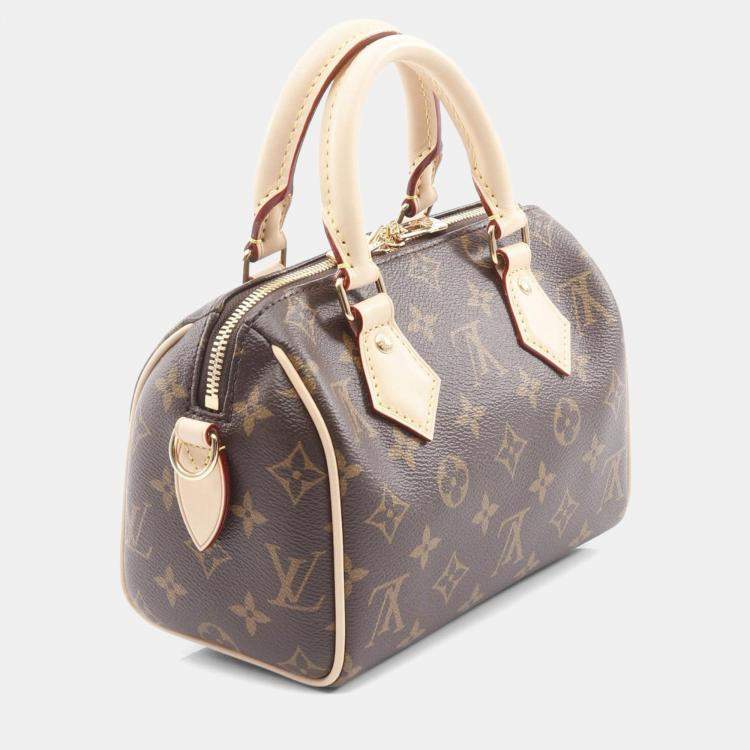 Pre Owned Louis Vuitton Speedy Bandouliere 20 Brown Monogram Canvas Crossbody Bag