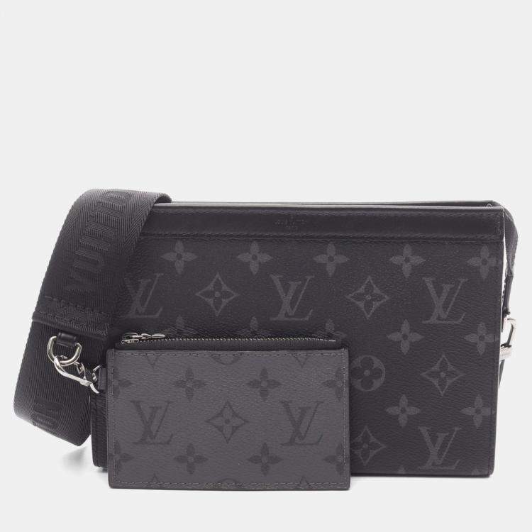 Pre Owned Louis Vuitton Gaston Wearable Wallet Monogram Eclipse Canvas Crossbody Bag