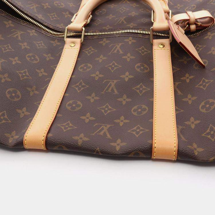 Pre Owned Louis Vuitton Keepall 55 Brown Monogram Coated Canvas Travel Bag