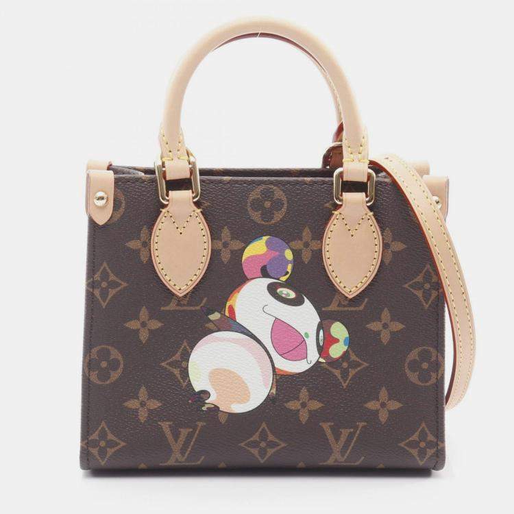 Pre Owned Louis Vuitton Takashi Murakami OnTheGo BB White Monogram Panda Canvas Tote Bag