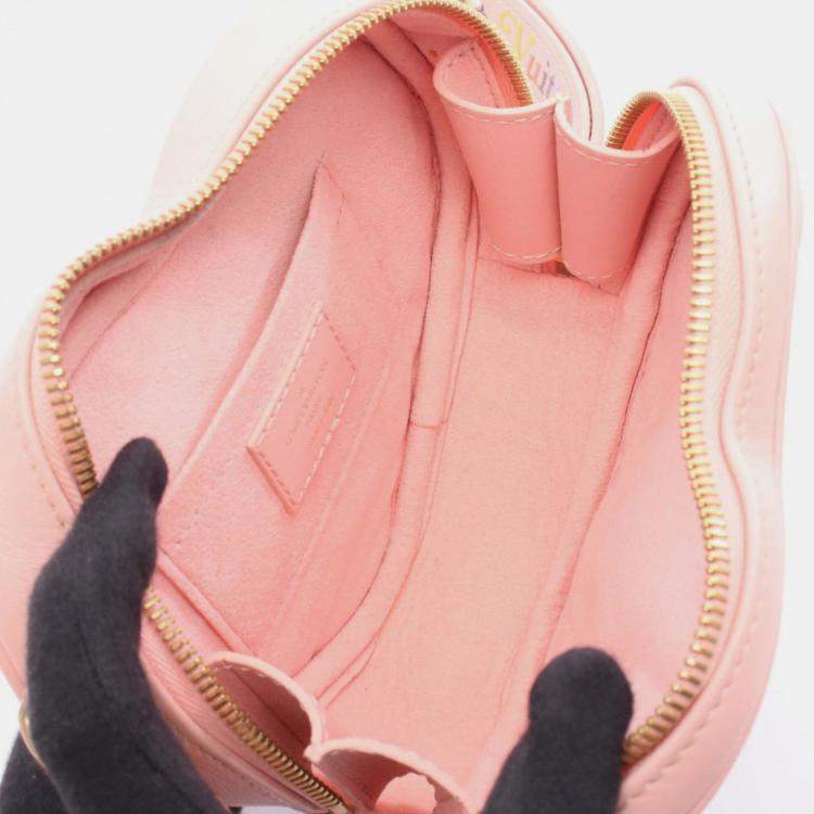 Pre Owned Louis Vuitton New Wave Heart Bag Love Lock Shoulder Leather Pink