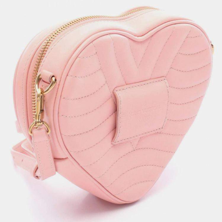 Pre Owned Louis Vuitton New Wave Heart Bag Love Lock Shoulder Leather Pink