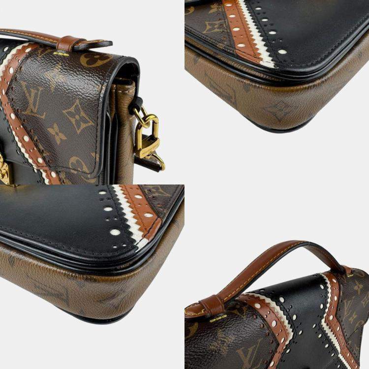 Pre Owned Louis Vuitton Monogram Metis MM Shoulder Bag In Canvas And Leather Brown Black Gold