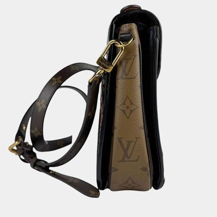 Pre Owned Louis Vuitton Monogram Metis MM Shoulder Bag In Canvas And Leather Brown Black Gold