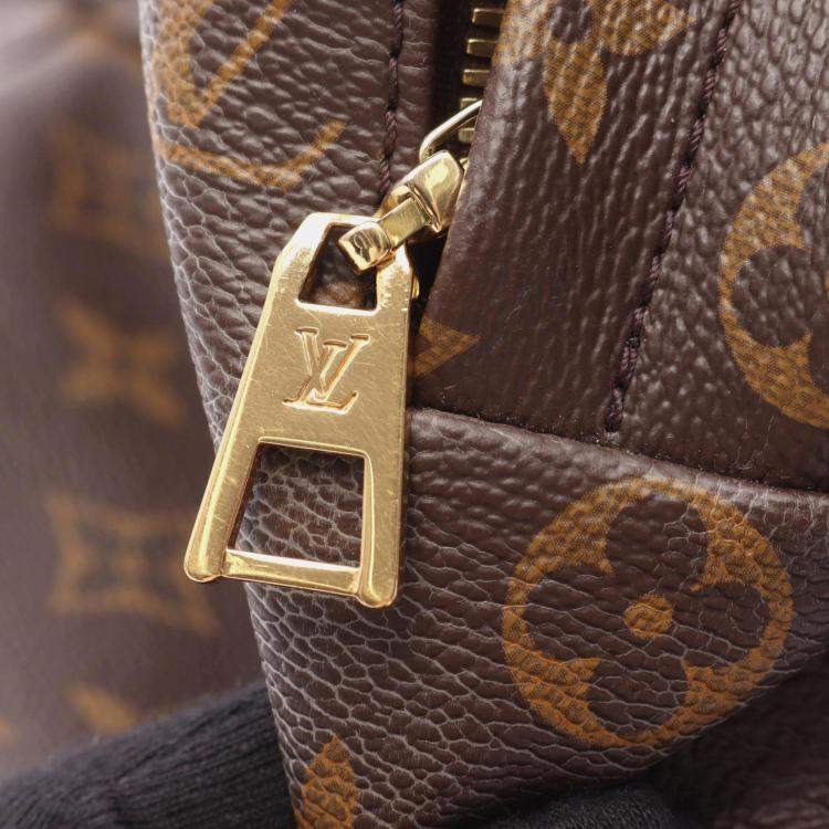Pre Owned Louis Vuitton Palm Springs Backpack MM Coated Canvas And Leather Monogram Brown Black