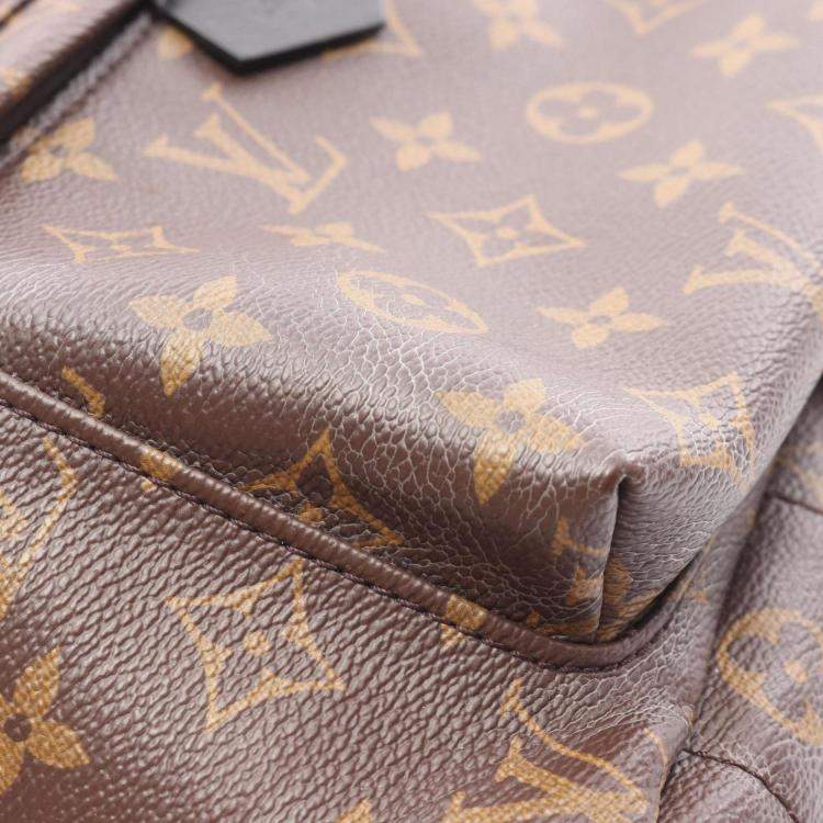 Pre Owned Louis Vuitton Palm Springs Backpack MM Coated Canvas And Leather Monogram Brown Black