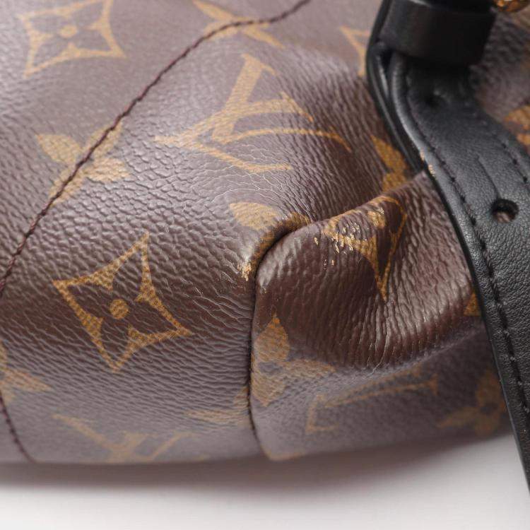 Pre Owned Louis Vuitton Palm Springs Backpack MM Coated Canvas And Leather Monogram Brown Black