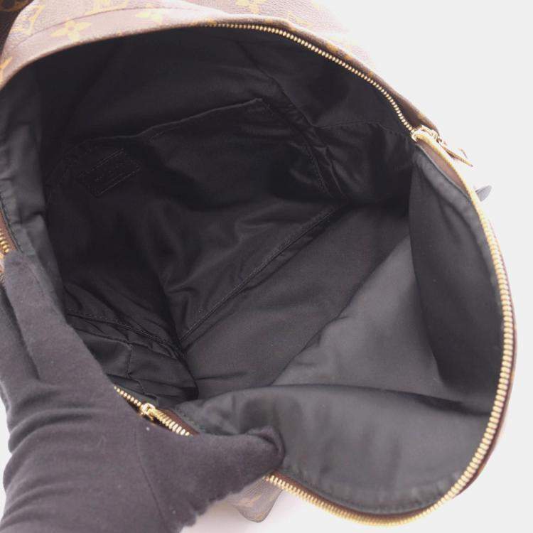 Pre Owned Louis Vuitton Palm Springs Backpack MM Coated Canvas And Leather Monogram Brown Black