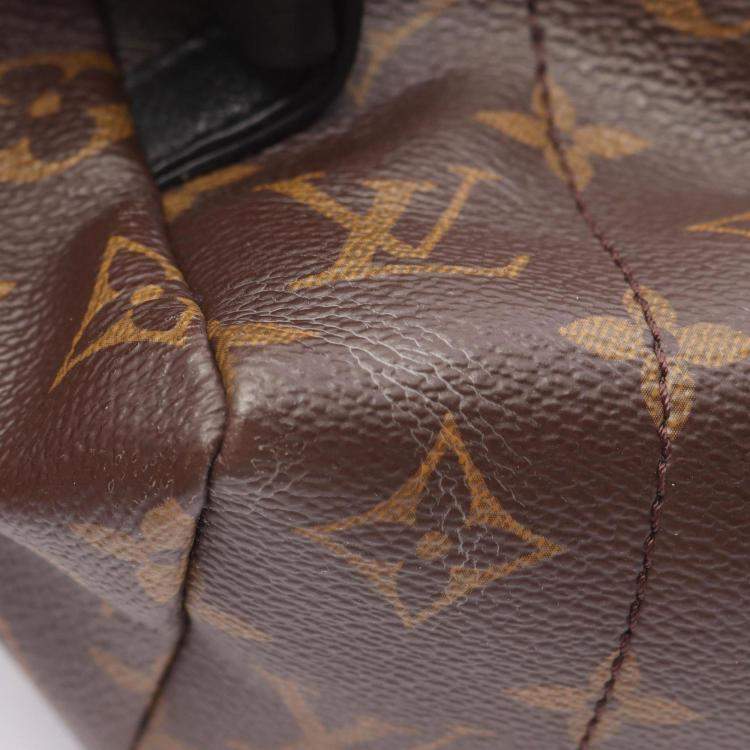 Pre Owned Louis Vuitton Palm Springs Backpack MM Coated Canvas And Leather Monogram Brown Black