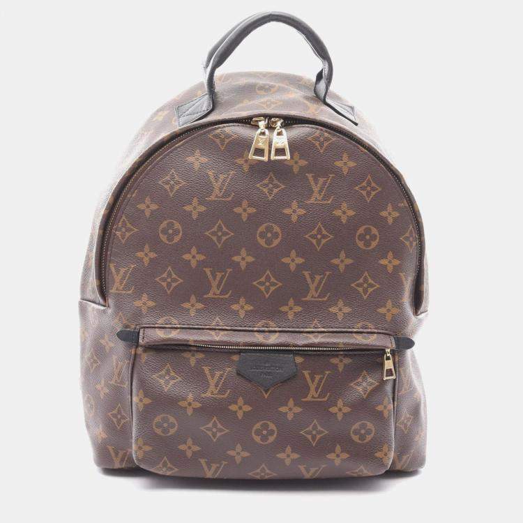 Pre Owned Louis Vuitton Palm Springs Backpack MM Coated Canvas And Leather Monogram Brown Black