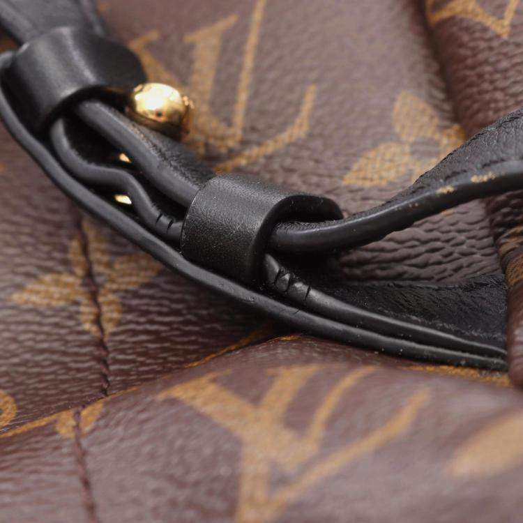 Pre Owned Louis Vuitton Palm Springs Backpack MM Coated Canvas And Leather Monogram Brown Black