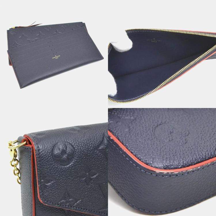 Pre Owned Louis Vuitton Monogram Empreinte Shoulder Bag Chain Wallet And Pochette Felice In Navy Gold