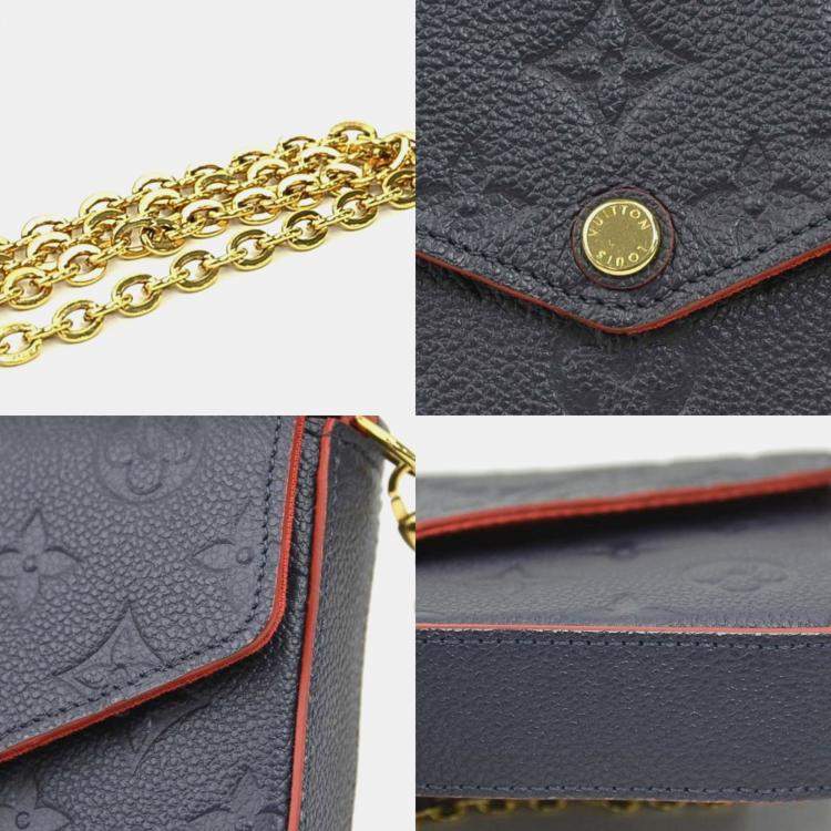 Pre Owned Louis Vuitton Monogram Empreinte Shoulder Bag Chain Wallet And Pochette Felice In Navy Gold