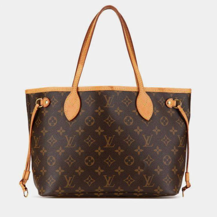 Pre Owned Louis Vuitton Monogram Neverfull Pm Handbag Tote Bag Brown Pvc Leather
