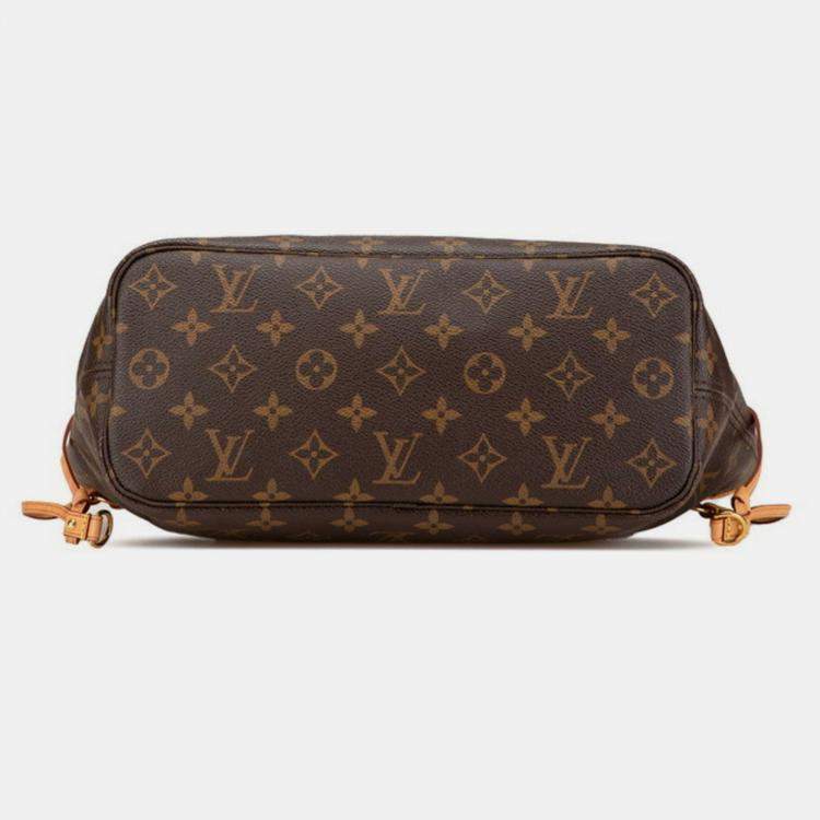 Pre Owned Louis Vuitton Monogram Neverfull Pm Handbag Tote Bag Brown Pvc Leather