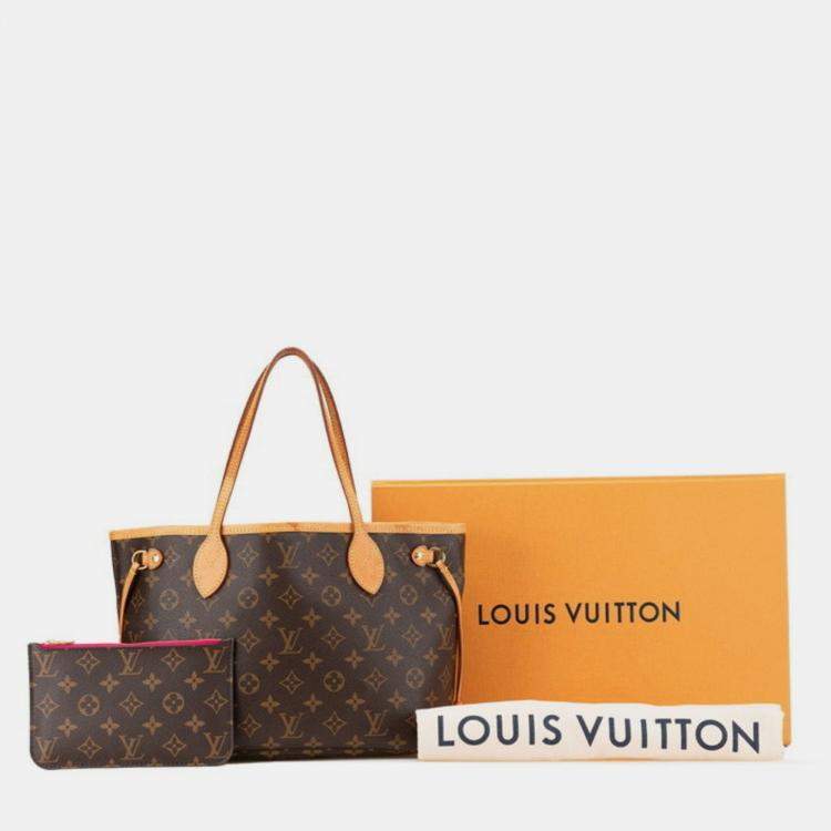 Pre Owned Louis Vuitton Monogram Neverfull Pm Handbag Tote Bag Brown Pvc Leather