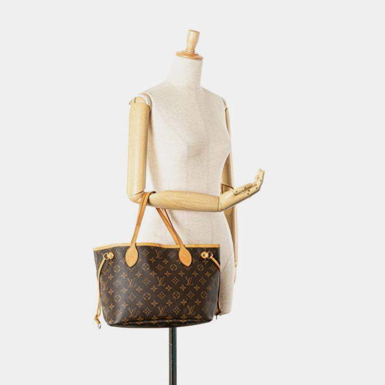 Pre Owned Louis Vuitton Monogram Neverfull Pm Handbag Tote Bag Brown Pvc Leather