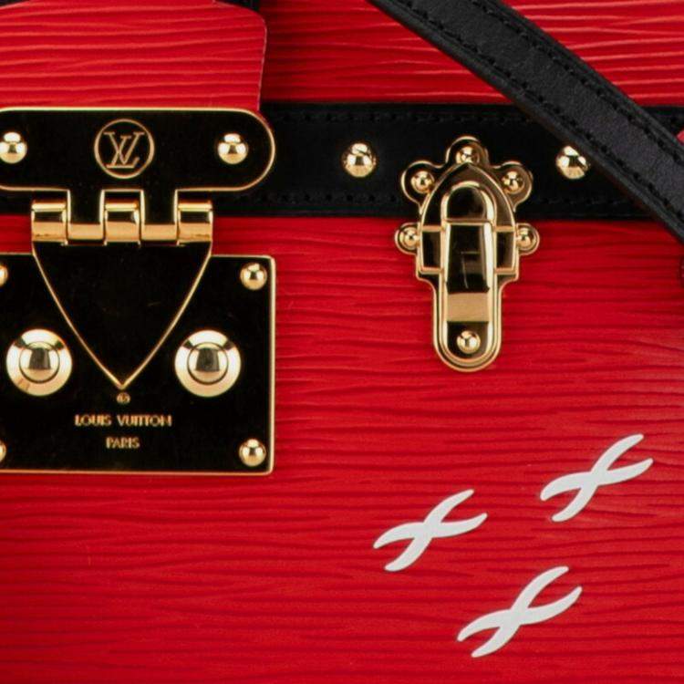 Pre Owned Louis Vuitton Epi Trunk Clutch Bag Rouge Black Leather