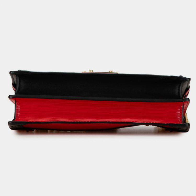 Pre Owned Louis Vuitton Epi Trunk Clutch Bag Rouge Black Leather