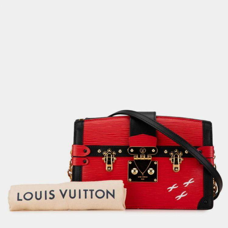 Pre Owned Louis Vuitton Epi Trunk Clutch Bag Rouge Black Leather