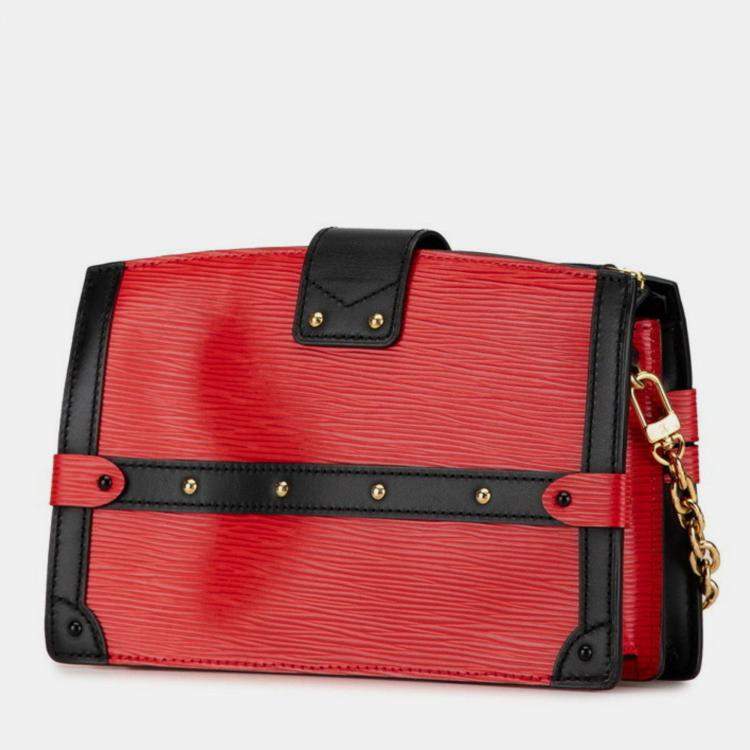 Pre Owned Louis Vuitton Epi Trunk Clutch Bag Rouge Black Leather