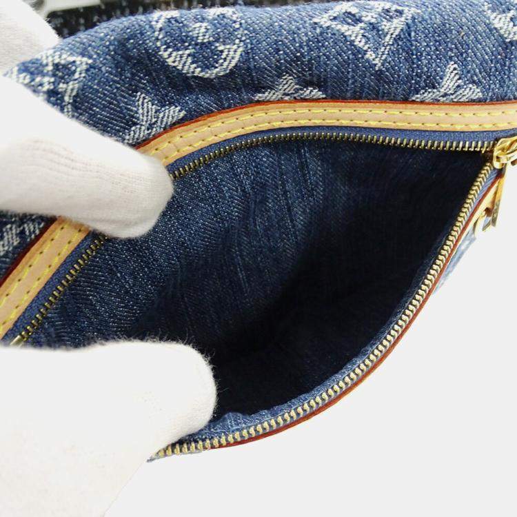 Pre Owned Louis Vuitton Monogram Denim Clutch Bag Blue
