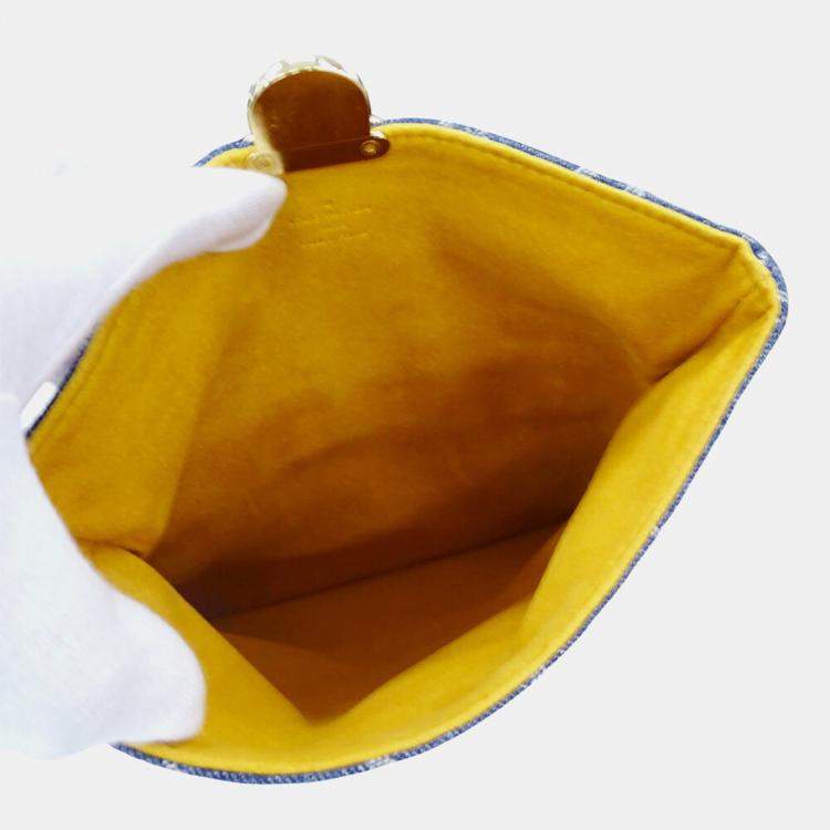 Pre Owned Louis Vuitton Monogram Denim Clutch Bag Blue