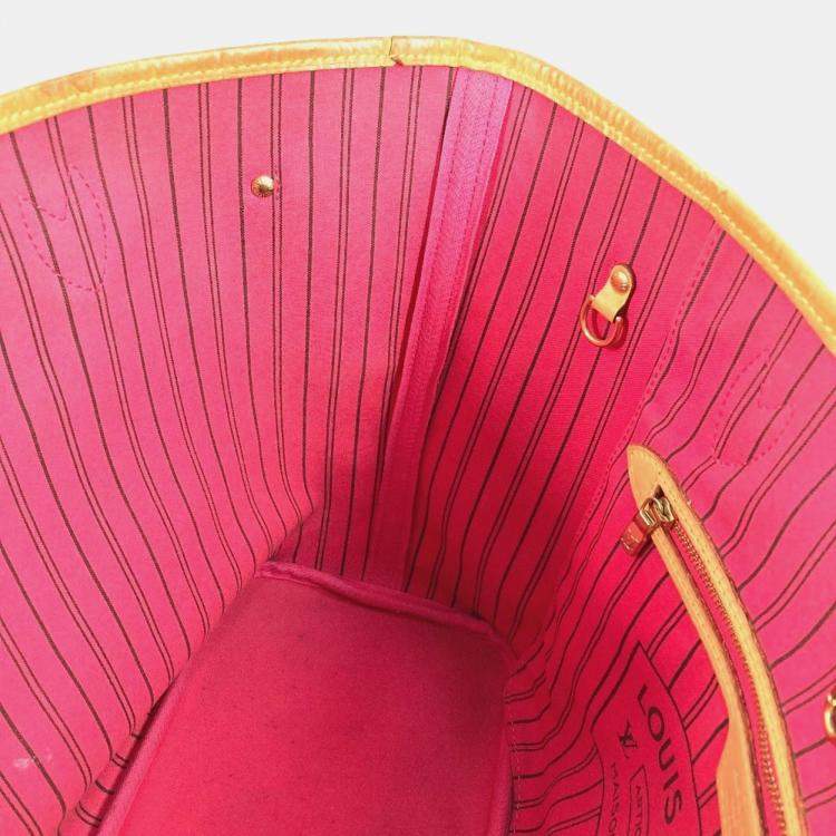 Pre Owned Louis Vuitton Monogram Bay Neverfull Mm Tote Bag chain Canvas Pink