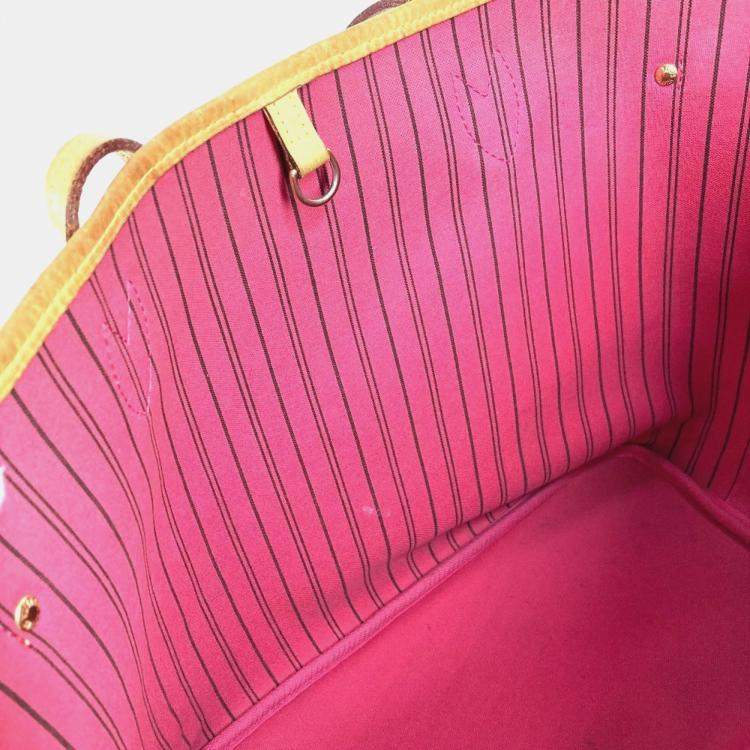 Pre Owned Louis Vuitton Monogram Bay Neverfull Mm Tote Bag chain Canvas Pink