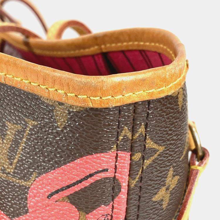 Pre Owned Louis Vuitton Monogram Bay Neverfull Mm Tote Bag chain Canvas Pink