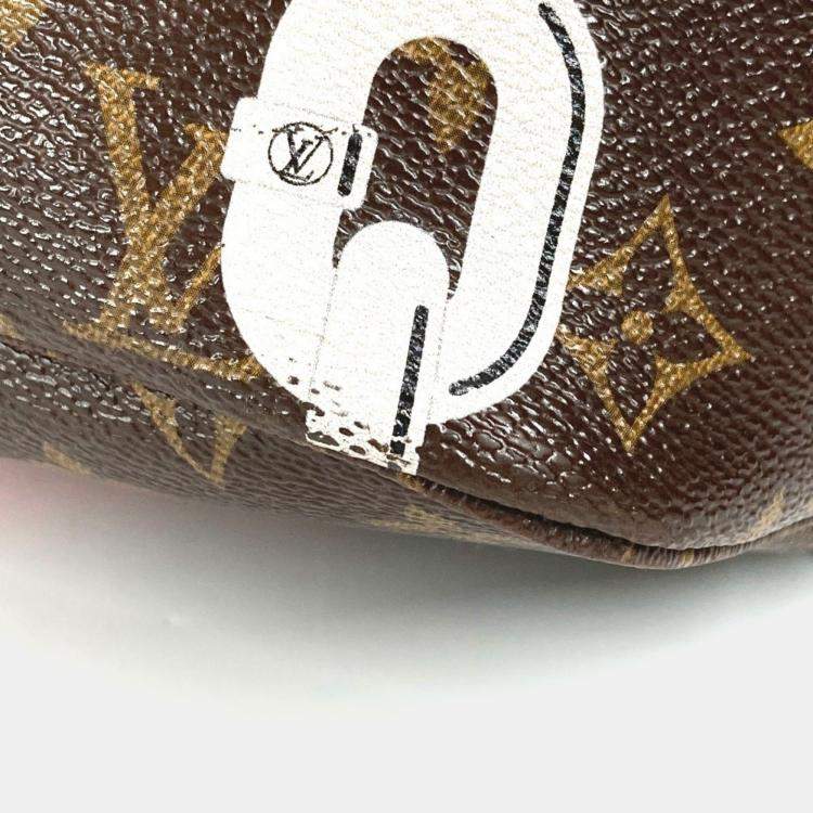 Pre Owned Louis Vuitton Monogram Bay Neverfull Mm Tote Bag chain Canvas Pink